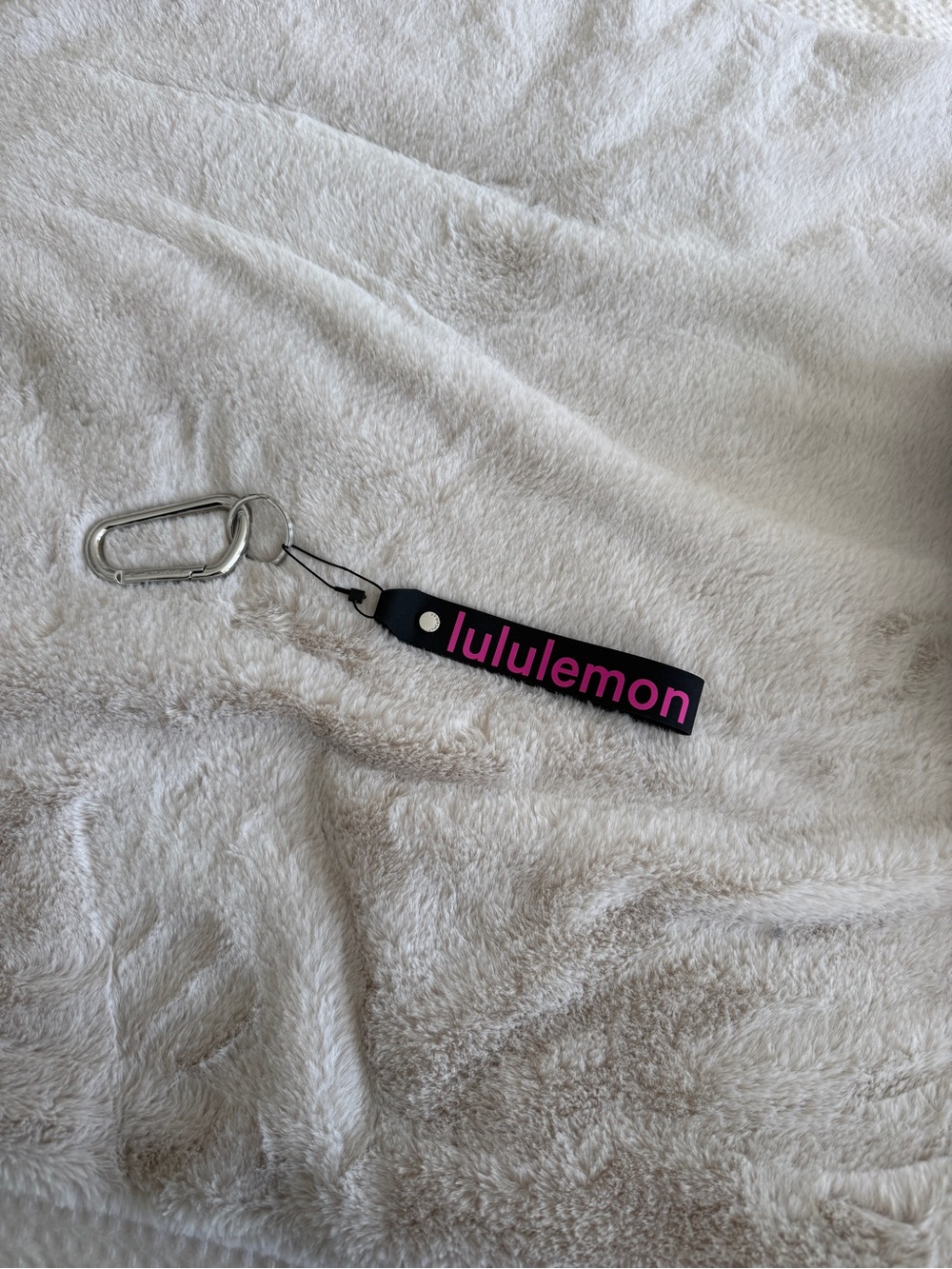 lululemon athletica Black Key Tag with Pink Logo and Silver Clip Alternate